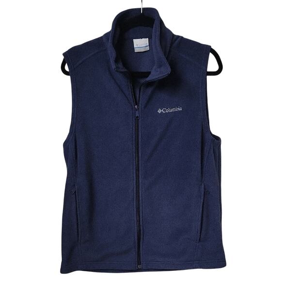 Columbia Navy Blue Full Zip Fleece Vest Mens Size Medium - Picture 1 of 8